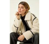 Roman Women's Borg Aviator Coat in Cream | Size: 18 Roman Cream 18