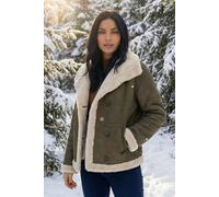 Roman Women's Borg Collar Aviator Jacket in Brown | Size: 16 Roman Brown 16