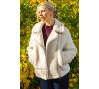 Roman Women's Borg Detail Aviator Jacket in Ivory | Size: 18