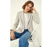 Roman Women's Boucle Frayed Edge Jacket in Soft White | Size: 14 Roman Soft White 14