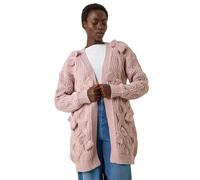 Roman Originals 3D Bow Knit Cardigan for Women UK - Ladies Everyday Autumn Winter Comfy Soft Evening Vacation Work Party Night Out - Light Pink - Size SM