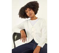 Roman Originals Bow Front Buttoned Knit Cardigan for Women UK - Ladies Everyday Autumn Winter V-Neckline Comfy Soft Evening Vacation Work Party Night Out - Ivory - Size L