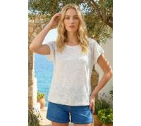 Roman Women's Burnout Bubble Hem Top in Ivory | Size: 10 Roman Ivory 10