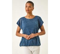 Roman Women's Burnout Bubble Hem Top in Navy | Size: 18 Roman Navy 18