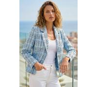 Roman Women's Buttoned Boucle Jacket in Blue | Size: 18 Roman Blue 18