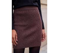 Roman Originals Cable Knitted Elastic Waist Skirt for Women UK - Ladies Everyday Autumn Winter Comfy Soft Evening Vacation Work Party Night Out - Chocolate - Size 16