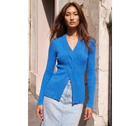 Roman Women's Cable Split Detail Rib Jumper in Blue | Size: 18