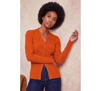 Roman Women's Cable Split Detail Rib Jumper in Orange | Size: 12