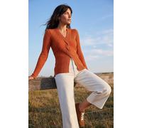 Roman Women's Cable Split Detail Rib Jumper in Orange | Size: 16