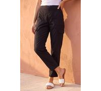 Roman Women's Casual Elastic Waist Cargo Stretch Trousers in Black | Size: 20 Roman Black 20