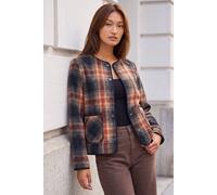 Roman Women's Check Buttoned Throw On Jacket in Orange | Size: 20