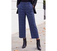 Roman Originals Check Culottes for Women UK - Ladies Everyday Autumn Winter Round Neckline Comfy Soft Evening Vacation Work Party Night Out - Midnight Blue - Size 10