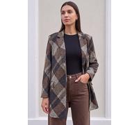 Roman Women's Check Edge To Edge Jacket in Chocolate | Size: 12