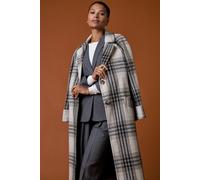 Roman Women's Check Print Longline Coat in Ivory | Size: 20 Roman Ivory 20