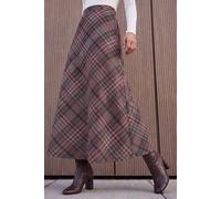 Roman Women's Check Print Midi Skirt in Wine | Size: 14