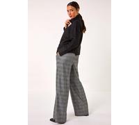 Roman Women's Check Print Tie Front Wide Leg Trouser in Grey | Size: 14 Roman Grey 14