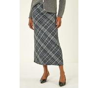 Roman Women's Check Shadow Panel Skirt in Dark Grey | Size: 12 Roman Dark Grey 12
