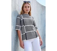 Roman Women's Check Short Sleeve Jumper in Grey | Size: 12 Roman Grey 12