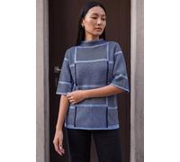 Roman Women's Check Short Sleeve Jumper in Navy | Size: 18 Roman Navy 18