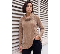Roman Women's Chenille Cowl Neck Tunic Top in Camel | Size: 18