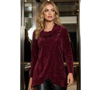 Roman Women's Chenille Cowl Neck Tunic Top in Wine | Size: 18