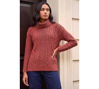 Roman Originals Chenille Roll Neck Knit Jumper for Women UK - Ladies Everyday Autumn Winter Round Neckline Comfy Soft Evening Vacation Work Party Night Out - Rust - Size 16