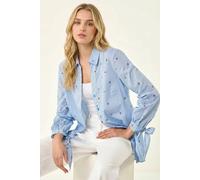 Roman Women's Cherry Stripe Cotton Shirt in Blue | Size: 16 Roman Blue 16