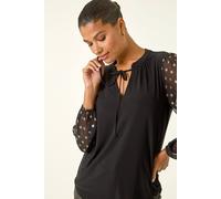 Roman Women's Chiffon Foil Spot Top in Black | Size: 16 Roman Black 16