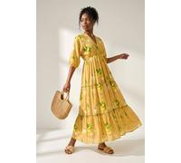 Roman Women's Citrus Print Boho Maxi Dress in Yellow | Size: 12 Roman Yellow 12