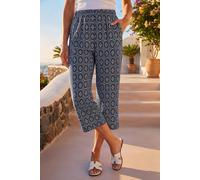 Roman Women's Classic Aztec Print Cropped Trouser in Navy | Size: 20