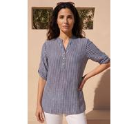 Roman Women's Classic Stripe Button Front Top in Navy | Size: 10 Roman Navy 10