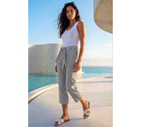 Roman Women's Classic Texture Stripe Crop Trouser in Khaki | Size: 20
