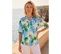 Roman Women's Classic Tropical Print Shirt in Blue | Size: 14