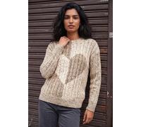 Roman Women's Colour Block Heart Knit Jumper in Ivory | Size: 16