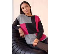 Roman Originals Women Colour Block Ribbed Jumper - Ladies Spring Everyday Summer Holiday Round Neckline Comfy Curved Hem Soft Vacation Jumpers