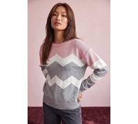 Colour Block Zig Zag Knit Jumper Roman Pink 10