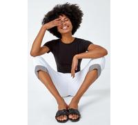 Roman Women's Contrast Detail Cropped Stretch Trousers in White | Size: 20 Roman White 20