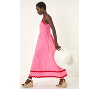 Roman Women's Contrast Ric Rac Midi Dress in Pink | Size: 10 Roman Pink 10