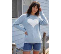 Roman Women's Contrast Stitch Heart Jumper in Light Blue | Size: 18