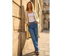 Roman Women's Contrast Stitch Longline Cardigan in Beige Roman Beige One Size