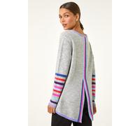 Roman Women's Contrast Stripe Detail Knit Jumper in Light Grey | Size: 20 Roman Light Grey 20