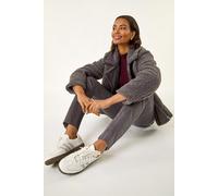 Roman Originals Corduroy Straight Stretch Jean Trouser for Women UK - Ladies Everyday Autumn Winter Comfy Soft Evening Vacation Work Party Night Out - Grey - Size 18