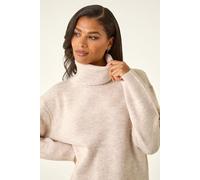 Roman Originals Cosy Feel Turtleneck Jumper for Women UK - Ladies Autumn Everyday Winter Holiday Long Sleeve Soft Ribbed Cuffs Comfy Soft Warm Sweaters - Natural - Size 10 Beige