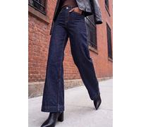 Roman Originals Wide Leg Jeans for Women UK Ladies Denim Trousers Palazzo Pants Jeggings Stretchy Cotton Summer Winter Autumn Spring Smart Office Work Party Flattering Bottoms - Indigo - Size 14