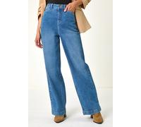 Roman Women's Cotton Blend Wide Leg Stretch Jeans in Light Blue | Size: 10 Roman Light Blue 10