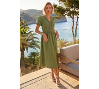 Roman Women's Cotton Crochet Trim Dress in Khaki | Size: 18