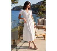 Roman Women's Cotton Crochet Trim Dress in White | Size: 20