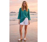 Roman Cotton Crochet Tunic for Women UK Ladies Cotton Lace Top Blouse Crinkle Embroidered Eyelet Broderie Anglaise Spring Summer Beach Holiday Cool Loose Jumper - Forest - Size 10