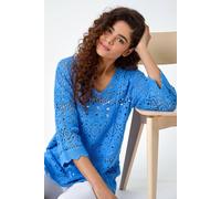 Cotton Crochet Tunic Top Roman Light Blue 20