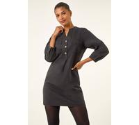 Roman Denim Shirt Dress for Women UK - Ladies 100% Cotton Button Shift Short Mini Tunic 3/4 Sleeve Smart Casual Summer Transitional Office Work Holiday Party